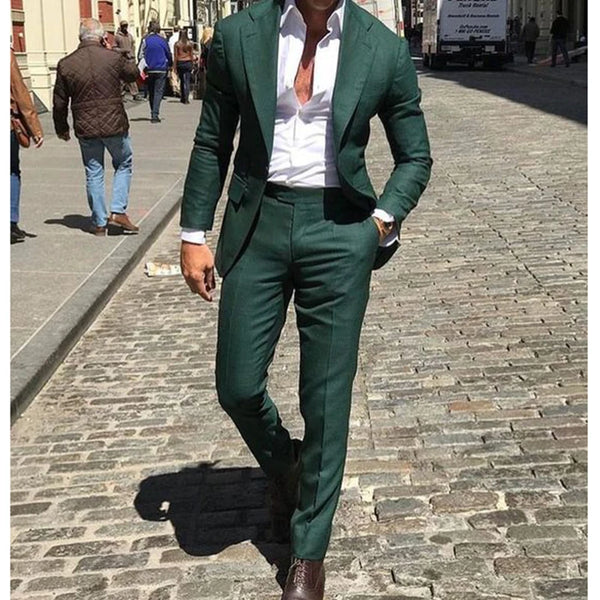 Slim Fit Male Suit  Notched Lapel Groom Tuxedos Formal Business Men Suits 2 Pieces Blazer Pants Traje Hombre