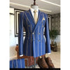 Wide Stripe Men Suits Peaked Lapel Custom Made Slim Fit Tuxedo Masculino Blazer Prom Daily Wear 2 Pcs Jacket+Pants