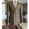 Wide Stripe Men Suits Peaked Lapel Custom Made Slim Fit Tuxedo Masculino Blazer Prom Daily Wear 2 Pcs Jacket+Pants