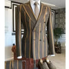 Wide Stripe Men Suits Peaked Lapel Custom Made Slim Fit Tuxedo Masculino Blazer Prom Daily Wear 2 Pcs Jacket+Pants