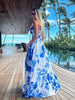 New Summer Sexy Deep V Neck Maxi Dress Floral Print Sling Split Women Dress Beach Holiday A-line Long Dress Casual Tank Top Robe