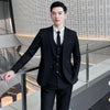 classic solid color (suit + vest + trousers) suit  business casual slim trend handsome three-piece suit for men