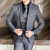 classic solid color (suit + vest + trousers) suit  business casual slim trend handsome three-piece suit for men