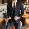 classic solid color (suit + vest + trousers) suit  business casual slim trend handsome three-piece suit for men