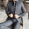 classic solid color (suit + vest + trousers) suit  business casual slim trend handsome three-piece suit for men