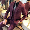 classic solid color (suit + vest + trousers) suit  business casual slim trend handsome three-piece suit for men