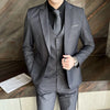 classic solid color (suit + vest + trousers) suit  business casual slim trend handsome three-piece suit for men