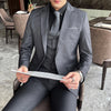 classic solid color (suit + vest + trousers) suit  business casual slim trend handsome three-piece suit for men