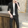 suit (Blazer+ nine-point pants) teenagers in the sleeve decoration body style men's seven-point sleeve summer coat