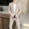 suit (Blazer+ nine-point pants) teenagers in the sleeve decoration body style men's seven-point sleeve summer coat