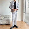 solid colour (suit + trousers)  British dress set Korean version of the trend of high-end handsome suit set two-piece