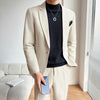 solid colour (suit + trousers)  British dress set Korean version of the trend of high-end handsome suit set two-piece