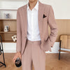 solid colour (suit + trousers)  British dress set Korean version of the trend of high-end handsome suit set two-piece