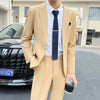solid colour (suit + trousers)  British dress set Korean version of the trend of high-end handsome suit set two-piece