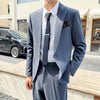 solid colour (suit + trousers)  British dress set Korean version of the trend of high-end handsome suit set two-piece