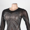 Women Mesh Patchwork Diamonds Rhinestones Bodycon Midi Mermaid Maxi Dress Evening Sexy Party Dresses Vestidos