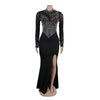 Women Long Sleeve Diamonds Rhinestones High Side Split Mermaid Midi Maxi Dress Even Sexy Party Dresses Vestidos
