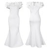 Elegant Women Long Evening Dresses Ruched Off Shoulder Slim Bodycon Mermiad White Dress Formal Party Wedding Guest Gown