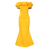 Elegant Women Long Evening Dresses Ruched Off Shoulder Slim Bodycon Mermiad White Dress Formal Party Wedding Guest Gown