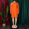 Women Loose Dresses Turn Down Collar with Beading Elegant Office Ladies Occasion Female Casual Long Tulle Sleeves Gowns