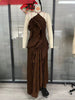 Women Floral Print Pile Neck Flare Long Sleeve Long Dress Elegant Birthday Party Midi Maxi Dresses Vestidos