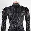 Women Mesh See Though Diamonds Rhinestones Cutout Front Long Sleeve Sexy Party Club Evening Prom Maxi Long Dress