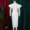 Women Short Ruffles Sleeve O-neck Ribbon Bodycon Midi Dress Street Africa OL Evening Sexy Party Dresses Vestido