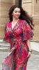 Solid Long Dress Women Flare Sleeve A Line Dresses Casual Ruffles Midi Waist Vestidos V Neck Office Lady Slight Strech