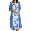 Europe and the United States autumn women's long dress two-piece set of floral print round neck suit petticoat