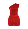 Women One Shoulder Skew Collar Bodysuit + Fur Tassel Bodycon Midi Skirt Dress Set Outfit Two 2Piece Set
