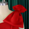 Women Big Bow Shoulder Skew Collar Big Swing Knee Length Dress Belt Street Vestidos Sexy Party Evening Chic Dresse