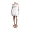 Women Mesh Diamonds Rhinestones Cake Style Big Swing Strap Bodycon Midi Dress Sexy Party Even Dresses Vestidos