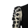 Elegant Women Floral Applique Mesh Long Sleeve Knit Ribbed Sweater Dress Autumn Winter Bodycon Dresses Vestidos