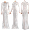 Women Mesh Patchwork Diamonds Rhinestones Bodycon Midi Mermaid Maxi Dress Evening Sexy Party Dresses Vestidos