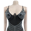 Women Rhinestones Drilling Mesh See Though Patchwork Midi Mini Dress Crystal Party Dresses Night Out Robes Vestidos