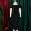 Women Short Ruffles Sleeve O-neck Ribbon Bodycon Midi Dress Street Africa OL Evening Sexy Party Dresses Vestido