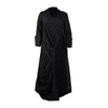 Vintage Women Long Sleeve High Side Split Ruched Up Wrap Lapel Collar White Maxi Long Dress Street Dresses