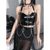 Punk Faux Leather Cropped Jacket Women Spring Streetwear Sexy Slim Fit Rivet PU Blouse Top