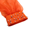 Women Loose Dresses Turn Down Collar with Beading Elegant Office Ladies Occasion Female Casual Long Tulle Sleeves Gowns