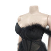 Women Tierred Mesh See Though Off Shoulder Sweetheart Collar Maxi Long Floor Length Dress Evening Sexy Party Dresses