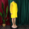Women Loose Dresses Turn Down Collar with Beading Elegant Office Ladies Occasion Female Casual Long Tulle Sleeves Gowns