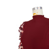 Elegant Women Floral Applique Mesh Long Sleeve Knit Ribbed Sweater Dress Autumn Winter Bodycon Dresses Vestidos