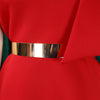 Women Big Bow Shoulder Skew Collar Big Swing Knee Length Dress Belt Street Vestidos Sexy Party Evening Chic Dresse
