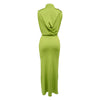 Women O-neck High Split Ruched Stacked Bodycon Midi Maxi Dress Evening Party Club Vestidos Sexy Chic Long Dresses