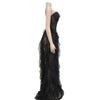 Women Tierred Mesh See Though Off Shoulder Sweetheart Collar Maxi Long Floor Length Dress Evening Sexy Party Dresses