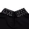 Women Loose Dresses Turn Down Collar with Beading Elegant Office Ladies Occasion Female Casual Long Tulle Sleeves Gowns