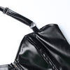 Punk Faux Leather Cropped Jacket Women Spring Streetwear Sexy Slim Fit Rivet PU Blouse Top