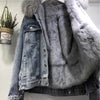Women Denim Cost Single Breasted Button Jackets Fleece Patchwork Cardigan Pockets Outerwear Casual Warm Solid Loose Fit