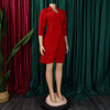 Women Lace Wrap Notched Neck Pleated Blazer Style Dress Office Lady Vintage Sexy Party Three Quarter Sleeve Dresses