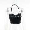 Punk Faux Leather Cropped Jacket Women Spring Streetwear Sexy Slim Fit Rivet PU Blouse Top